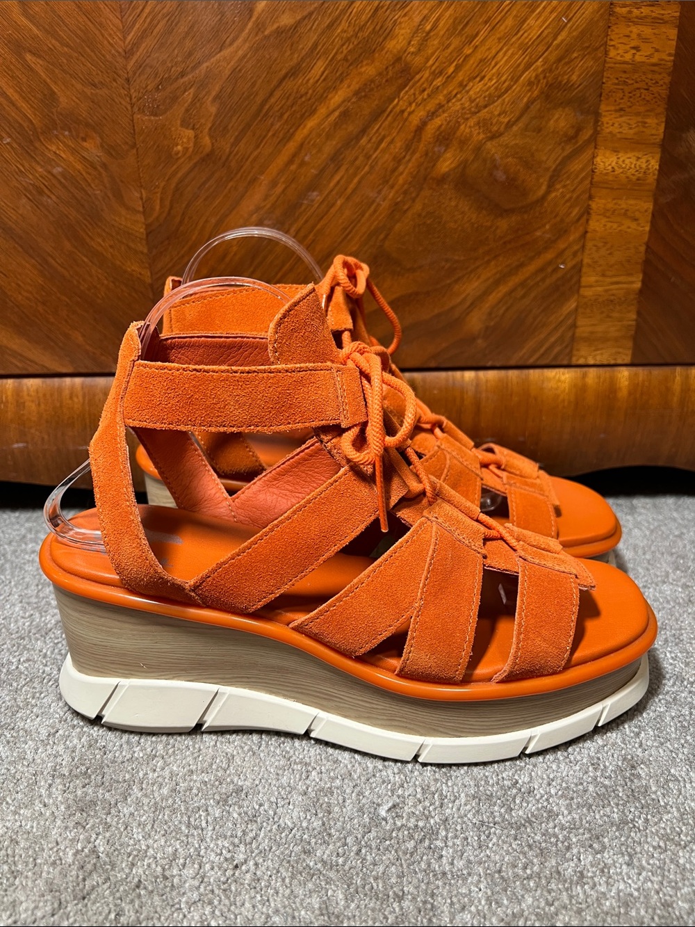 Sorel Joanie III Orange Lace-Up Wedge Sandal Desert Sun Orange US size 9.5
